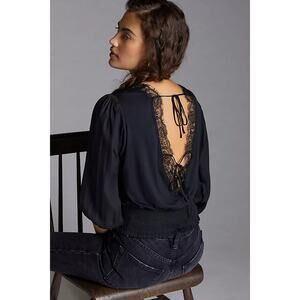 NEW Dolan Deep-V Black Lace Top S